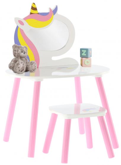Masuta de toaleta unicorn, pentru copii, alb/roz, 60x40x44/80 cm - aicuce.ro
