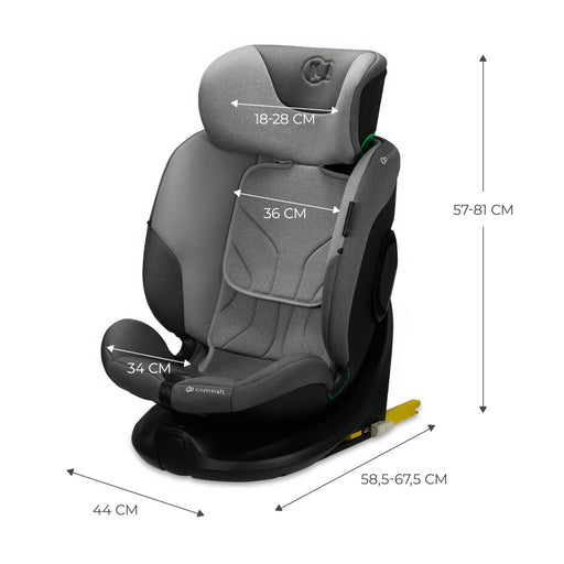 Scaun Auto Kinderkraft I-Fix, I-Size 40-150 cm, Cool Grey