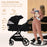 Cărucior Kinderkraft Yoxi 3In1 (Mink Pro) Pure Black