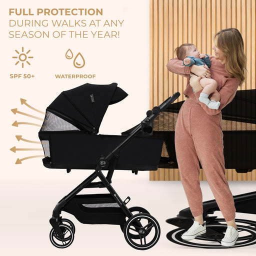Cărucior Kinderkraft Yoxi 3In1 (Mink Pro) Pure Black