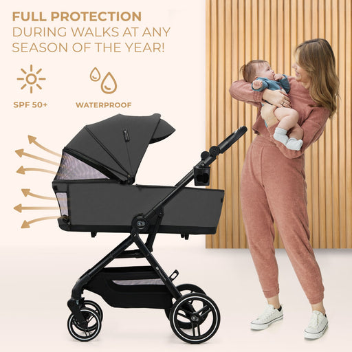 Cărucior Kinderkraft Yoxi 3In1 (Mink Pro) Moon Grey