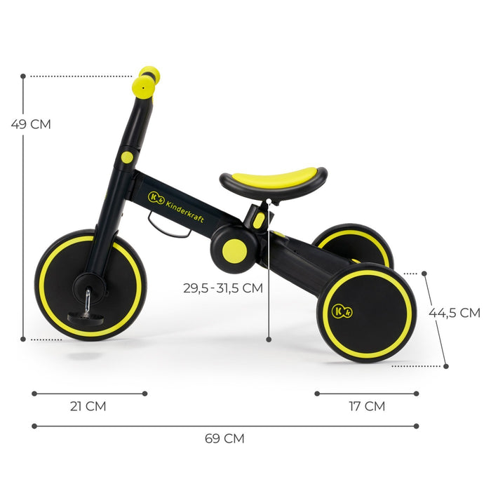 Bicicletă de Echilibru / Tricicletă Kinderkraft 4Trike, Black Volt