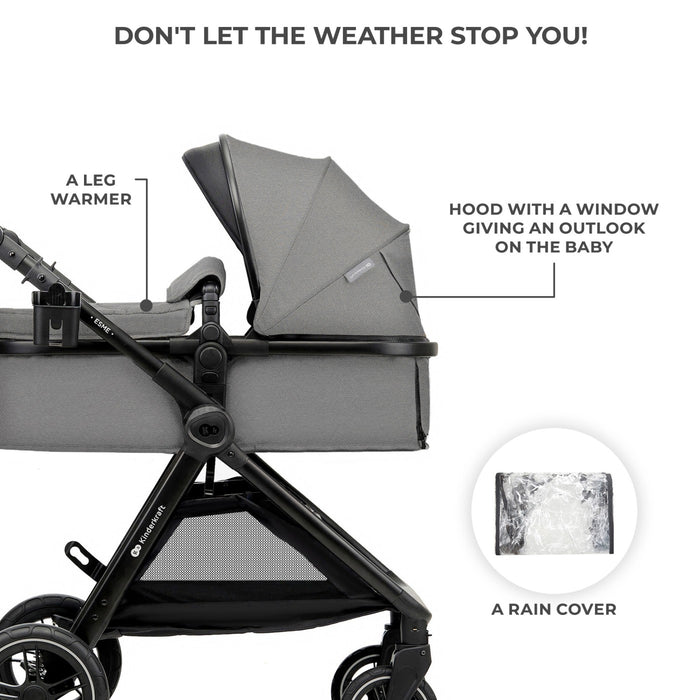 Cărucior Kinderkraft Esme, 3 in 1, Moonlight Grey