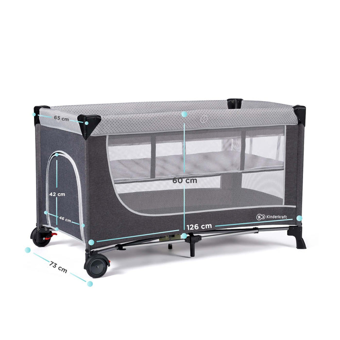 Pătuț de Calatorie Kinderkraft Leody, Grey