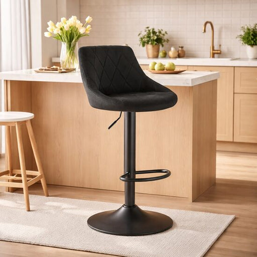 Scaun de bucatarie/bar, Artool, Kast, rotativ, catifea neagra, picior metal negru, 45.5x49x105 cm