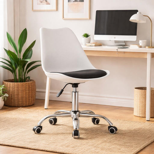 Scaun de birou, Artool, Alba, rotativ, PP, alb si negru, 48x43x91.5 cm