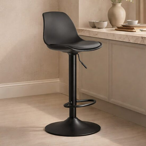 Scaun de bucatarie/bar, Artool, Hoga, rotativ, PP negru, picior metal negru, 38x40x81-102 cm