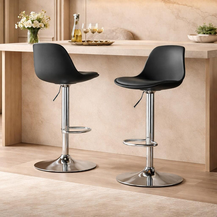 Scaun de bucatarie/bar, Artool, Hoga, rotativ, PP negru, picior metal argintiu, 38x40x81-102 cm