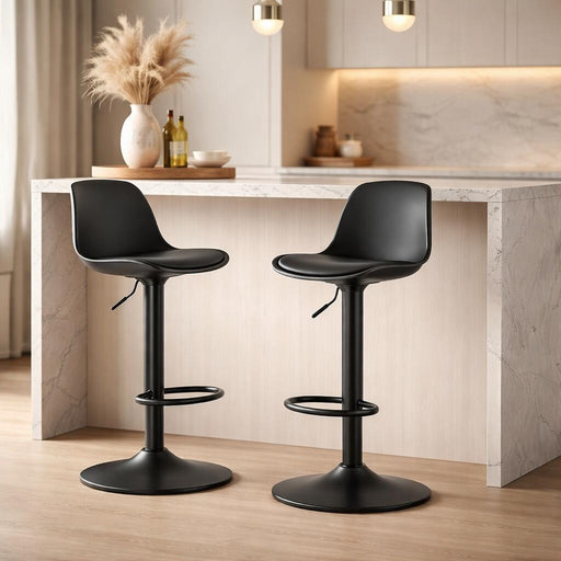 Scaun de bucatarie/bar, Artool, Hoga, rotativ, PP negru, picior metal negru, 38x40x81-102 cm