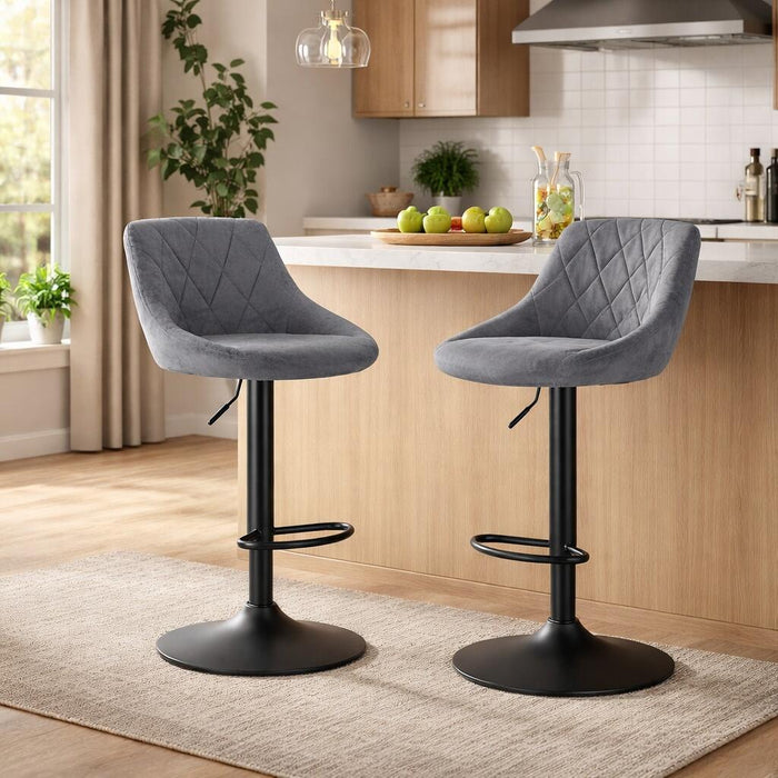 Scaun de bucatarie/bar, Artool, Kast, rotativ, catifea gri, picior metal negru, 45.5x49x85-105 cm