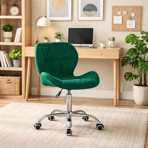 Scaun de birou, Artool, Avola, rotativ, catifea, verde, 53.5x55x72.5-86.5 cm