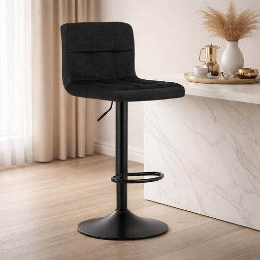 Scaun de bucatarie/bar, Artool, Prot, rotativ, catifea neagra, picior metal negru, 41x44x87.5-108 cm