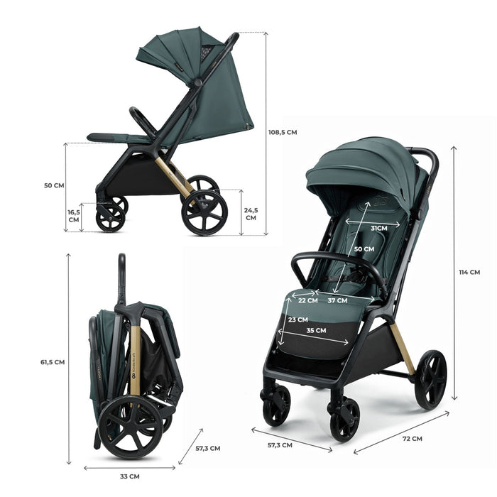 Cărucior Sport Kinderkraft Loom, 0-22 kg, Jade Green