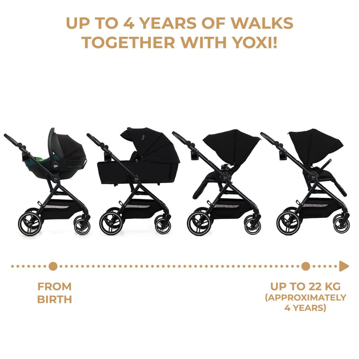 Cărucior Kinderkraft Yoxi 3In1 (Mink Pro) Pure Black
