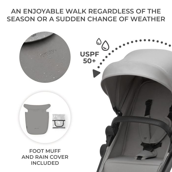Cărucior Kinderkraft Newly, 3 in 1, Light Grey