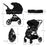 Cărucior Kinderkraft Yoxi 3In1 (Mink Pro) Pure Black
