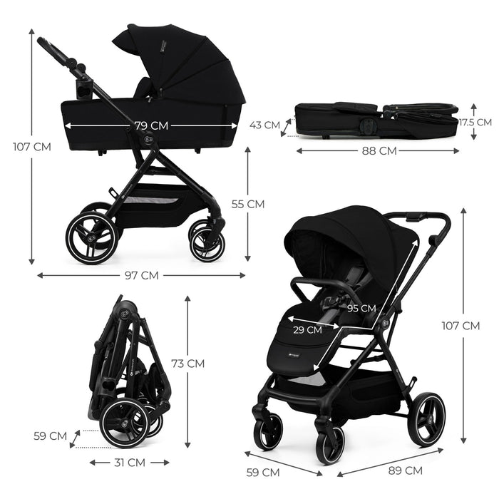 Cărucior Kinderkraft Yoxi 3In1 (Mink Pro) Pure Black