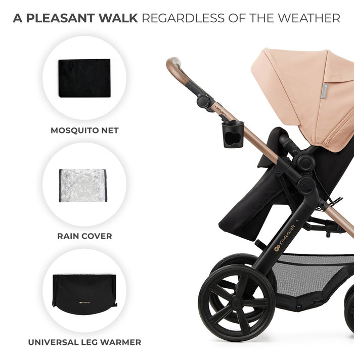 Cărucior 3 in 1 Kinderkraft Moov 2, Sand Beige