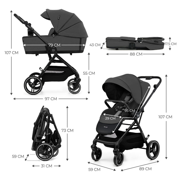 Cărucior Kinderkraft Yoxi 3In1 (Mink Pro) Moon Grey