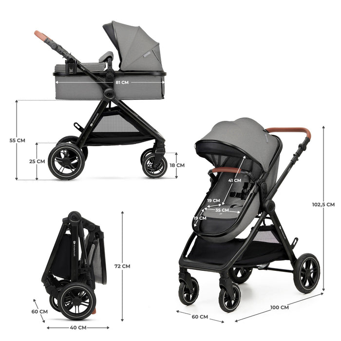 Cărucior Kinderkraft Esme, 3 in 1, Moonlight Grey