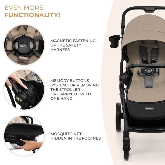 Cărucior Kinderkraft Yoxi 3In1 (Mink Pro) Bej Nisip