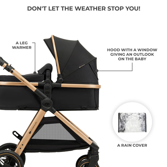 Cărucior Kinderkraft Esme, 3 in 1, Pure Black
