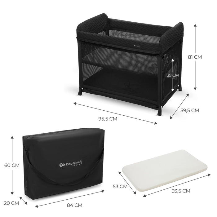 Pătuț de Calatorie Kinderkraft Moon Dream, Black