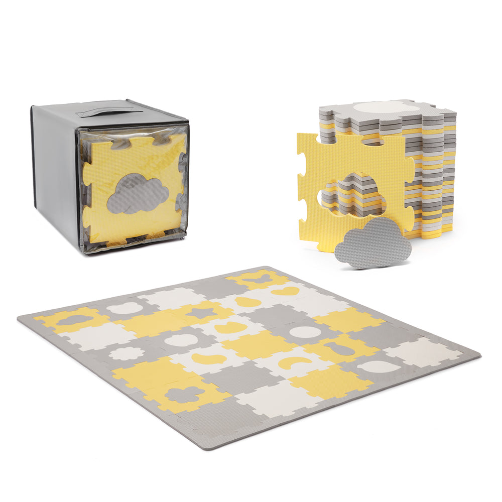 Covoraș de Joacă Kinderkraft Luno Shapes, Puzzle 3D, Spuma, Yellow