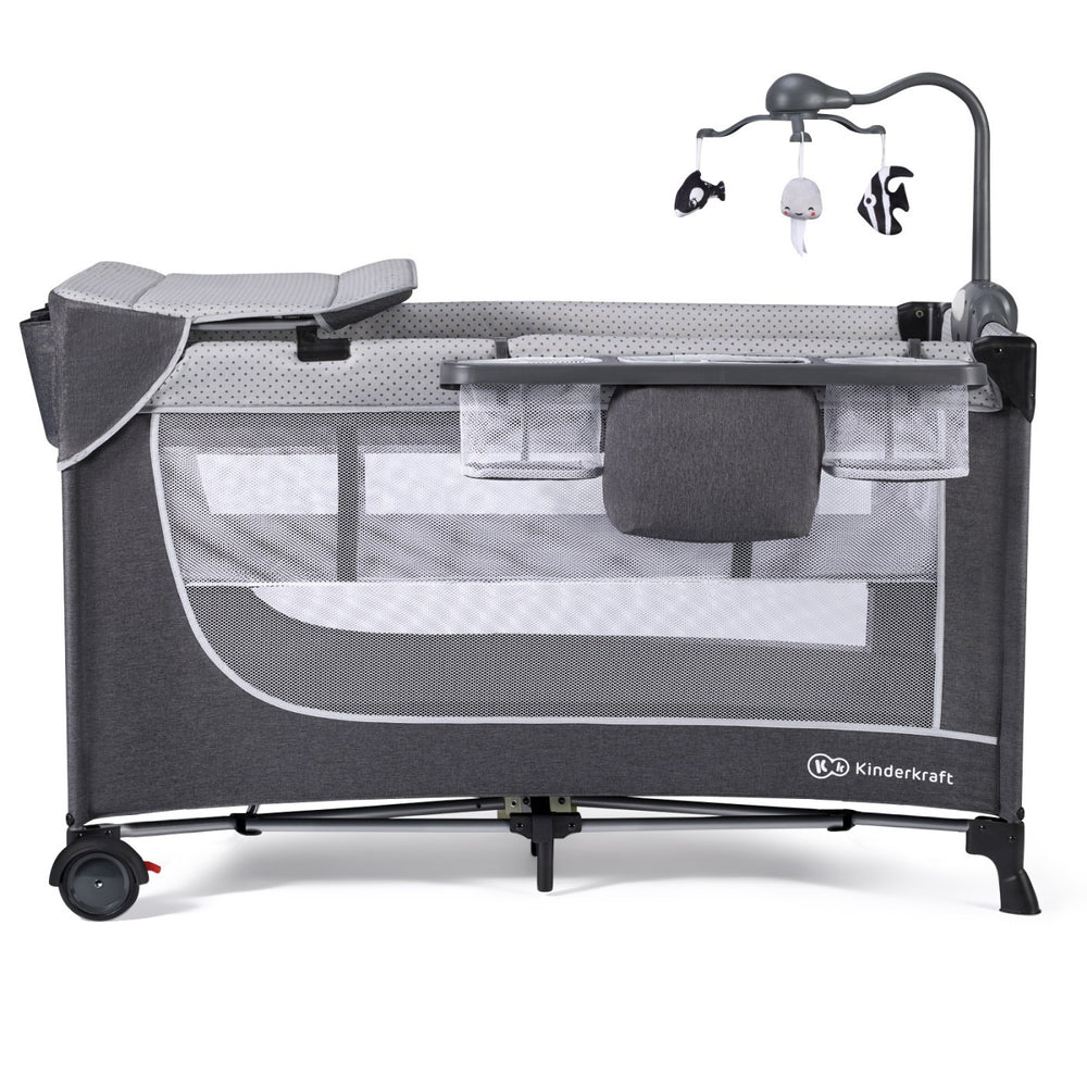 Pătuț de Calatorie Kinderkraft Leody, cu Accesorii, Grey