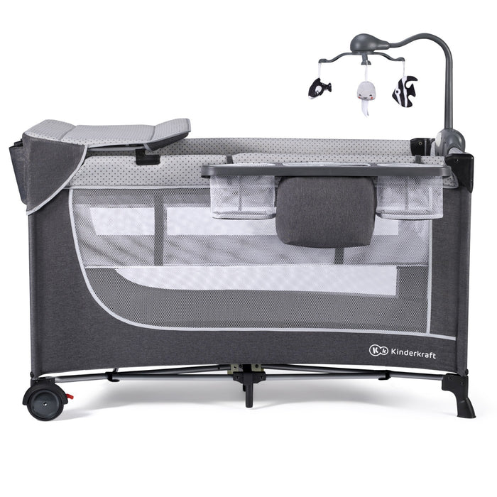 Pătuț de Calatorie Kinderkraft Leody, cu Accesorii, Grey