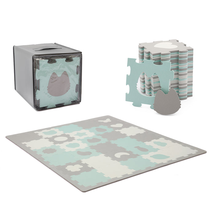 Covoraș de Joacă Kinderkraft Luno Shapes, Puzzle 3D, Spuma, Mint