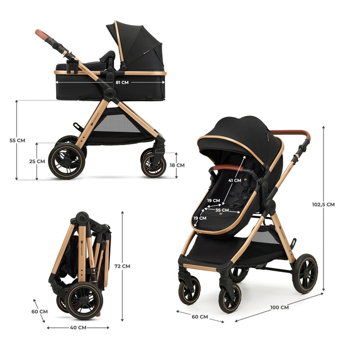 Cărucior Kinderkraft Esme, 3 in 1, Pure Black