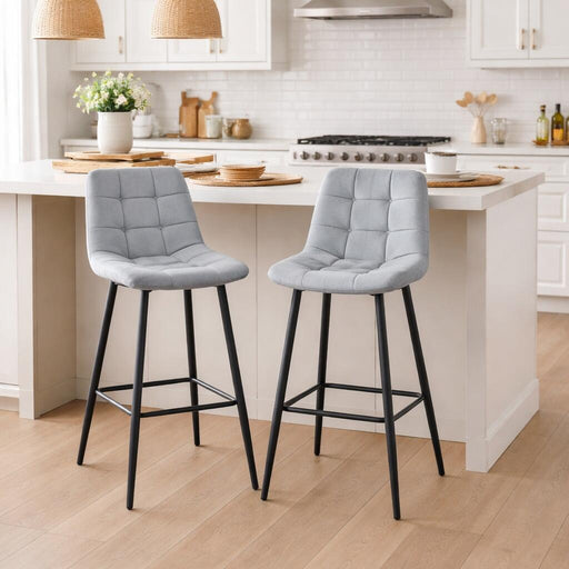 Scaun de bucatarie/bar, Artool, Arceto, catifea argintie, picioare metal negru, 43.5x32.5x104 cm