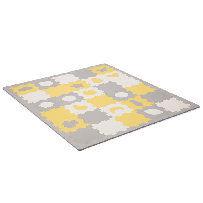 Covoraș de Joacă Kinderkraft Luno Shapes, Puzzle 3D, Spuma, Yellow
