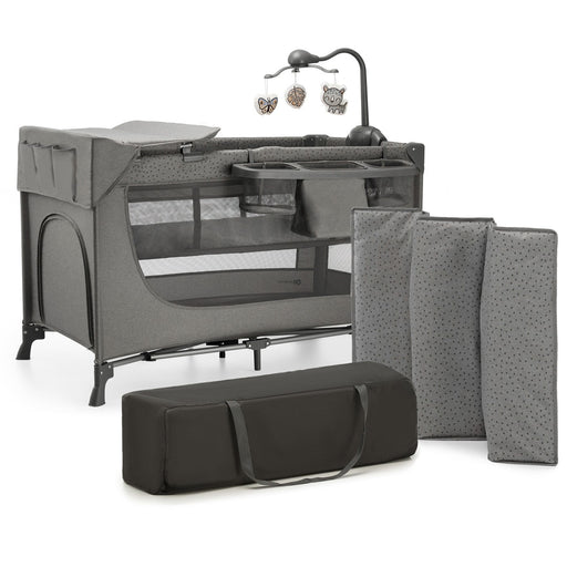 Pătuț Travel Kinderkraft Joy2, cu Accesorii, Dark Grey