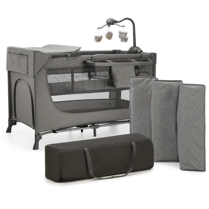 Pătuț Travel Kinderkraft Joy2, cu Accesorii, Dark Grey