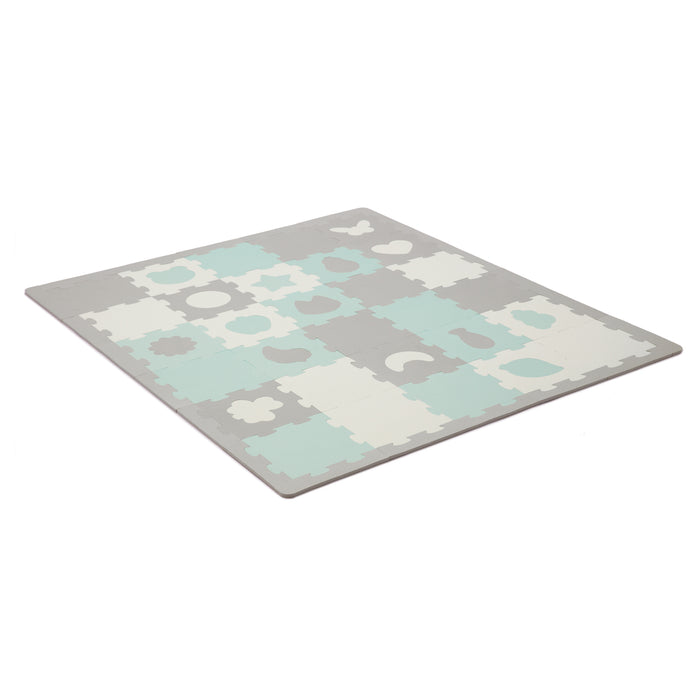 Covoraș de Joacă Kinderkraft Luno Shapes, Puzzle 3D, Spuma, Mint