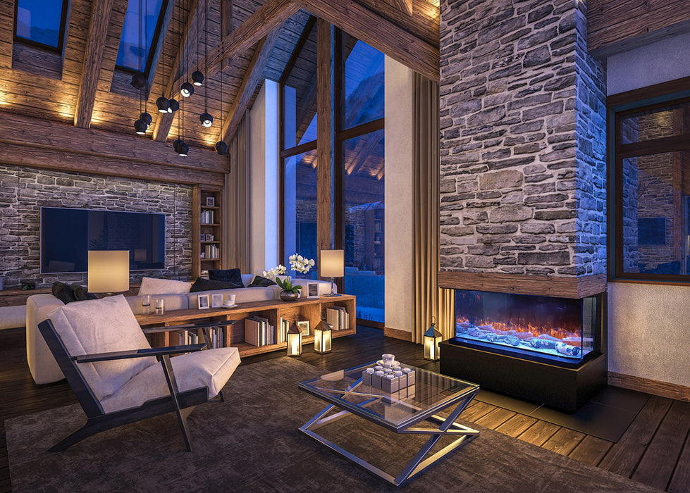 Semineu electric 3 laturi VISTA Mediu, pe perete, podea sau incorporabil, cu sunet, 10 culori, L153xH50cm