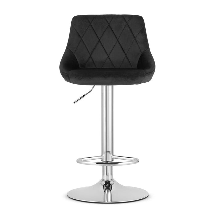 Scaun de bucatarie/bar, Artool, Kast, rotativ, catifea neagra, picior metal argintiu, 45.5x49x85-105 cm