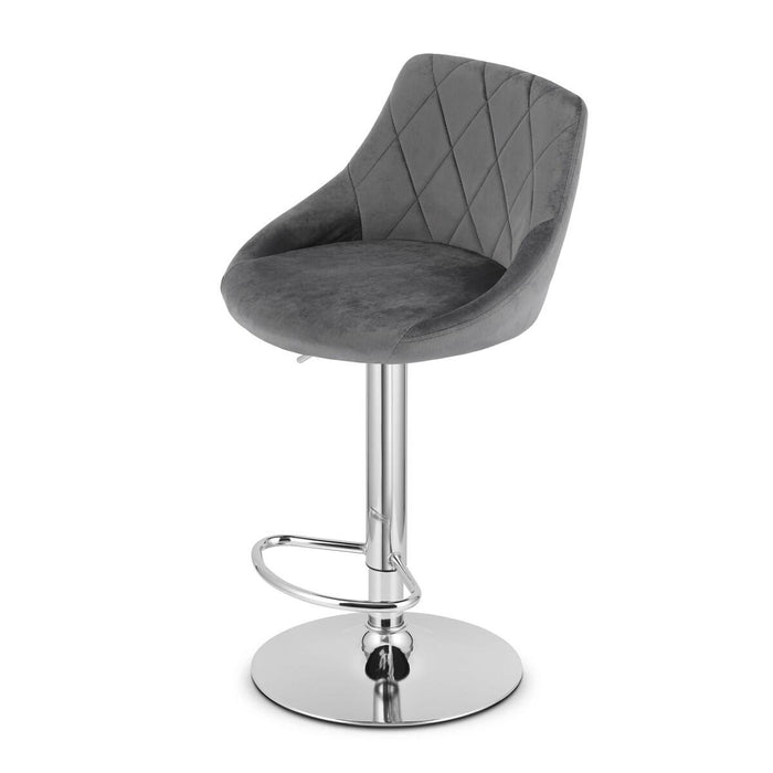 Scaun de bucatarie/bar, Artool, Kast, rotativ, catifea gri, picior metal argintiu, 45.5x49x85-105 cm