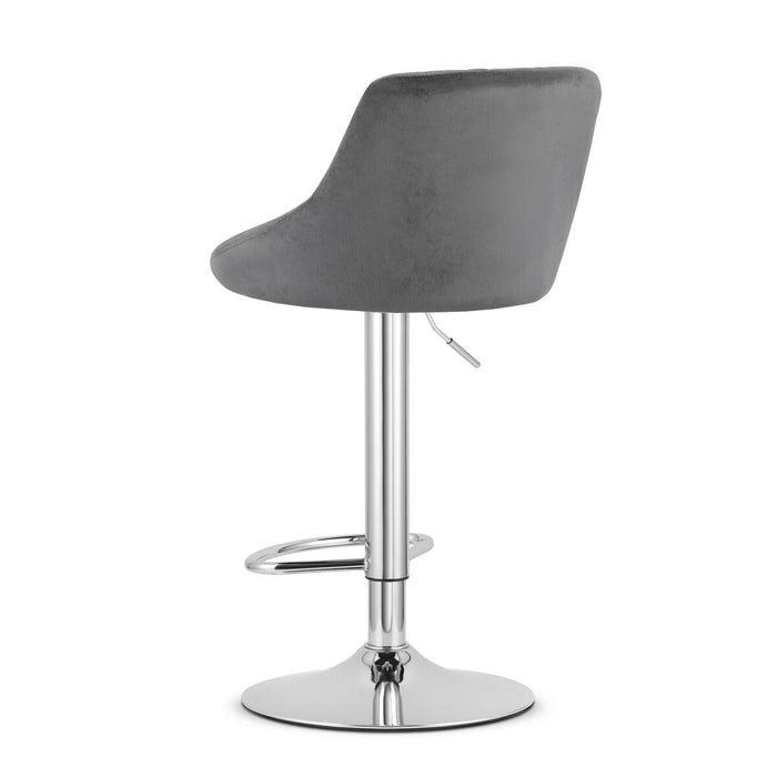 Scaun de bucatarie/bar, Artool, Kast, rotativ, catifea gri, picior metal argintiu, 45.5x49x85-105 cm
