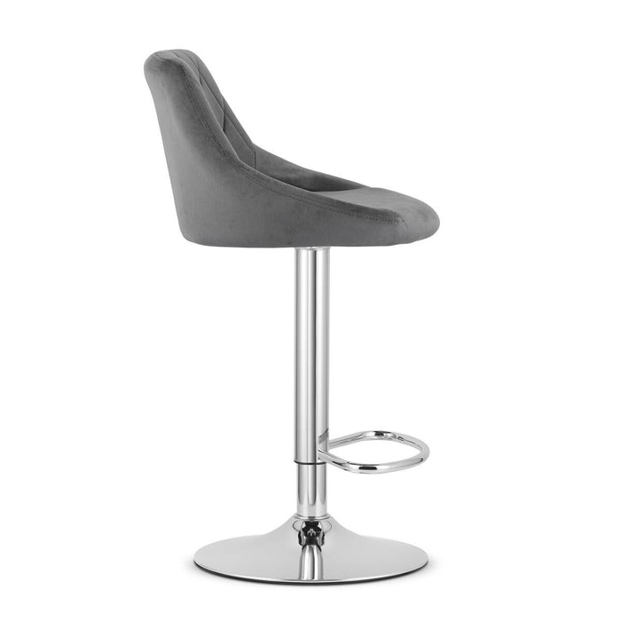 Scaun de bucatarie/bar, Artool, Kast, rotativ, catifea gri, picior metal argintiu, 45.5x49x85-105 cm