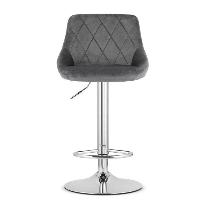 Scaun de bucatarie/bar, Artool, Kast, rotativ, catifea gri, picior metal argintiu, 45.5x49x85-105 cm