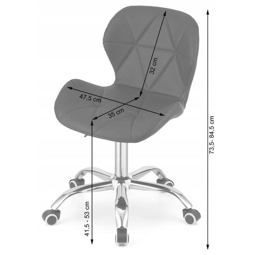 Scaun de birou, Artool, Avola, rotativ, piele ecologica, gri si alb, 47.5x55.5x84.5 cm