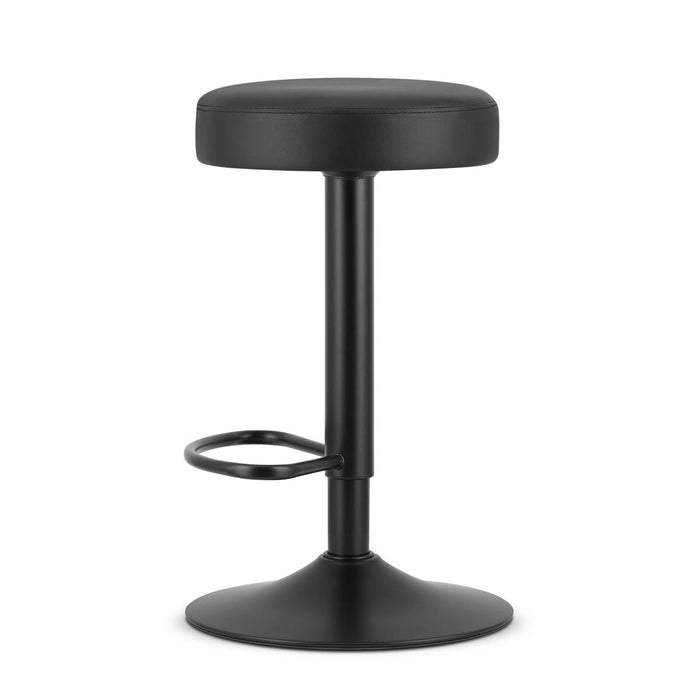 Scaun de bucatarie/bar, Artool, Rojst, rotativ, piele ecologica neagra, picior metal negru, 38x38x62-83 cm