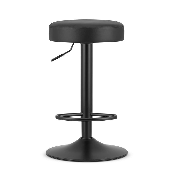 Scaun de bucatarie/bar, Artool, Rojst, rotativ, piele ecologica neagra, picior metal negru, 38x38x62-83 cm