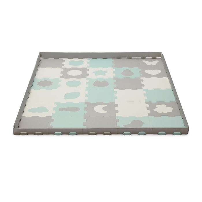 Covoraș de Joacă Kinderkraft Luno Shapes, Puzzle 3D, Spuma, Mint