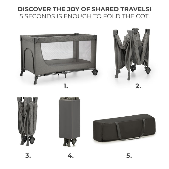 Pătuț Travel Kinderkraft Joy2, fără Accesorii, Dark Grey