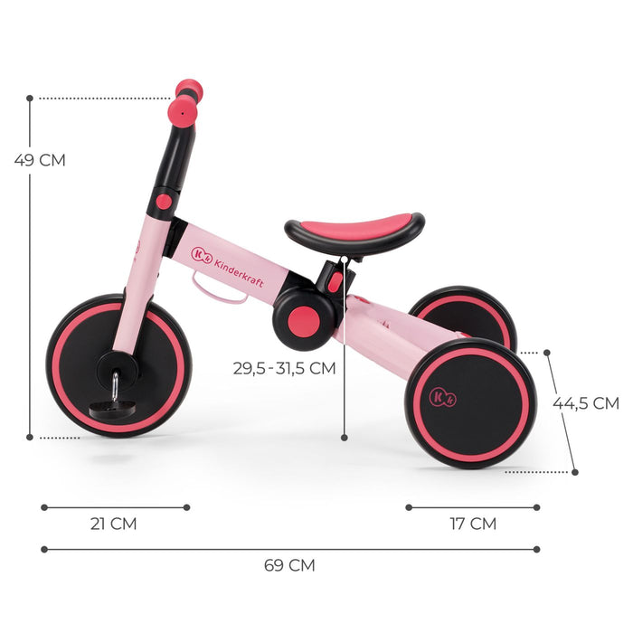 Bicicletă de Echilibru / Tricicletă Kinderkraft 4Trike, Candy Pink