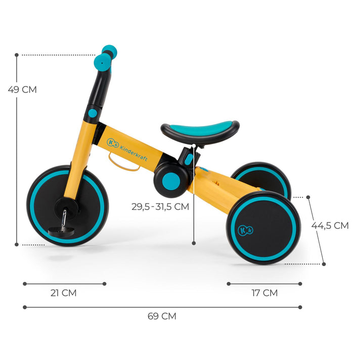 Bicicletă de Echilibru / Tricicletă Kinderkraft 4Trike, Primrose Yellow